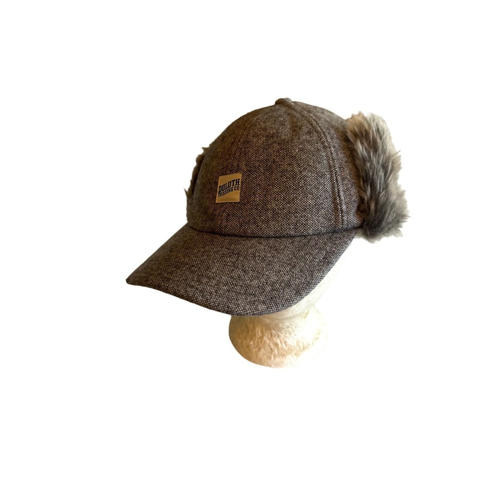 Duluth Trading Gray Trapper Earflap Hat Cap Faux‎ Fur Size Medium